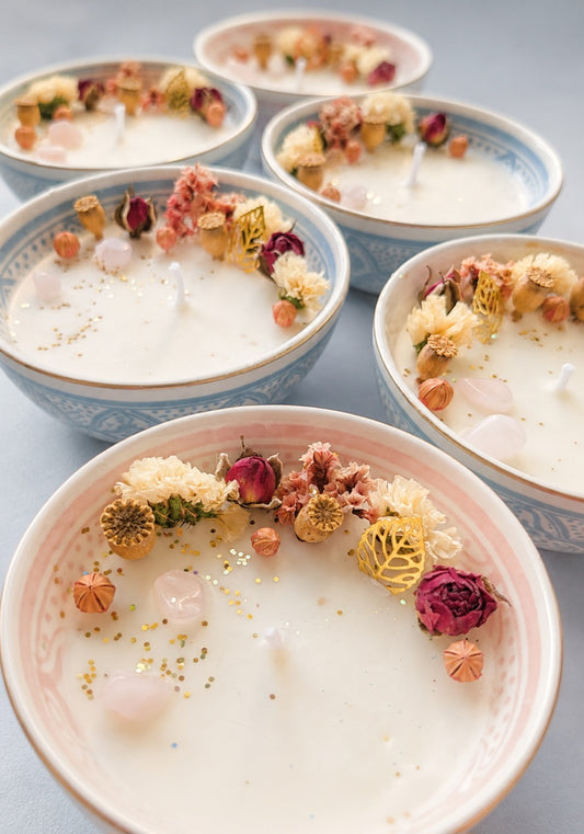 Bougie "La Douceur" – Quartz rose & Délice d'Orient