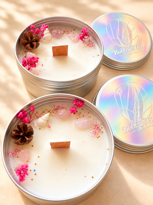 Bougie "La Tendresse" – Quartz Rose & Divine Vanille