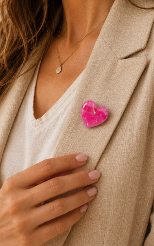 "Ma little Broche" - Broche Cœur Pailletée en Résine – Fait Main