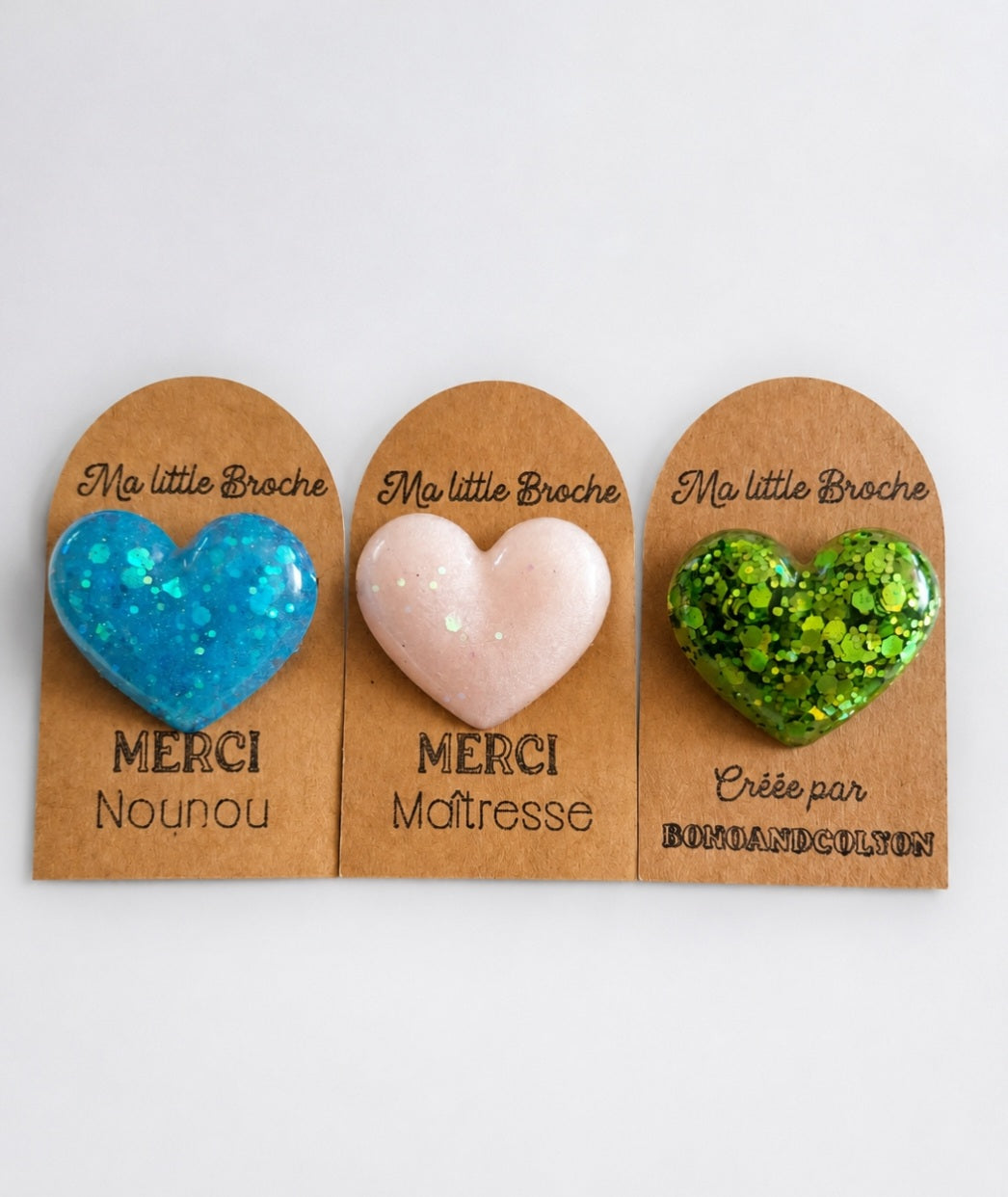"Ma little Broche" - Broche Cœur Pailletée en Résine – Fait Main