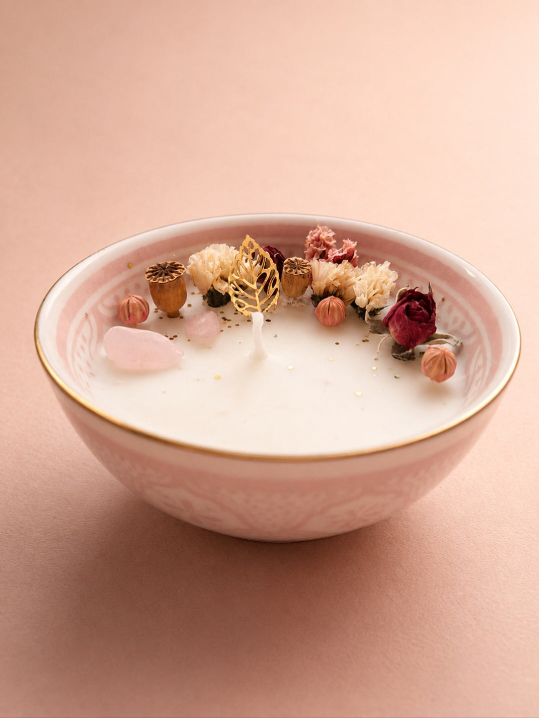 Bougie "La Douceur" – Quartz rose & Délice d'Orient