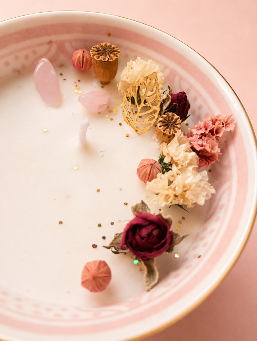 Bougie "La Douceur" – Quartz rose & Délice d'Orient