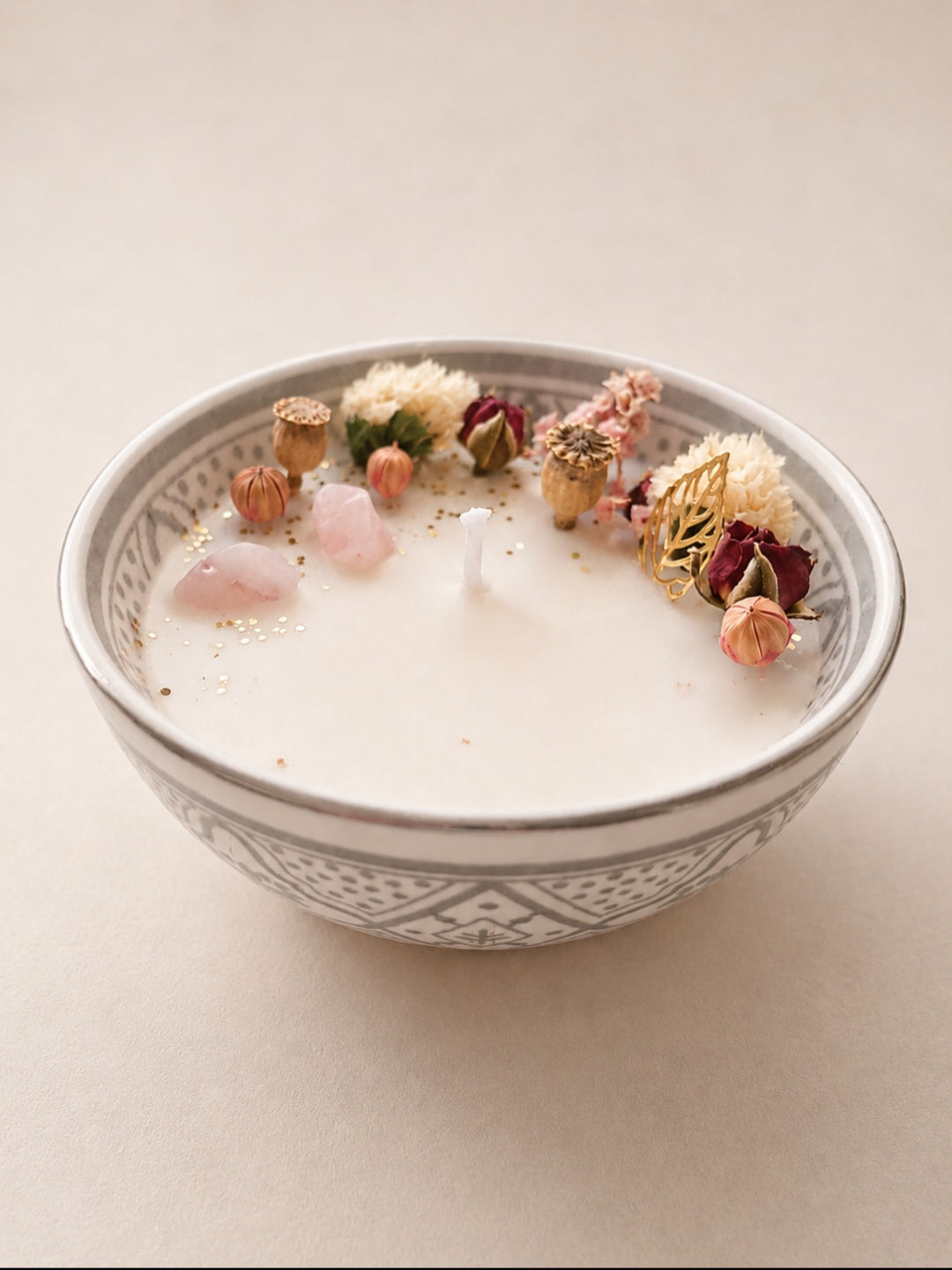 Bougie "La Douceur" – Quartz rose & Délice d'Orient