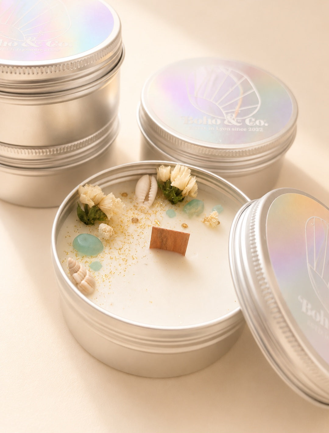 Bougie "L'Harmonie" – Amazonite & Chèvrefeuille