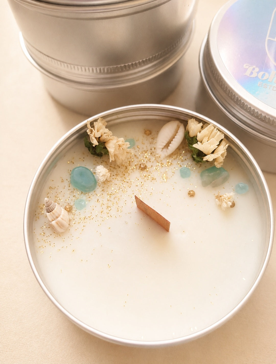 Bougie "L'Harmonie" – Amazonite & Chèvrefeuille