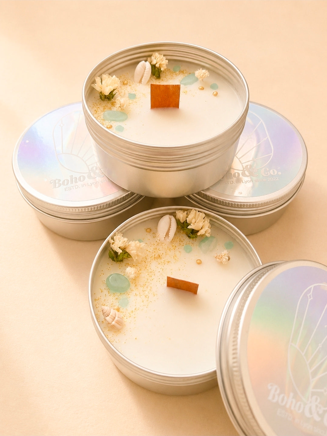 Bougie "L'Harmonie" – Amazonite & Chèvrefeuille