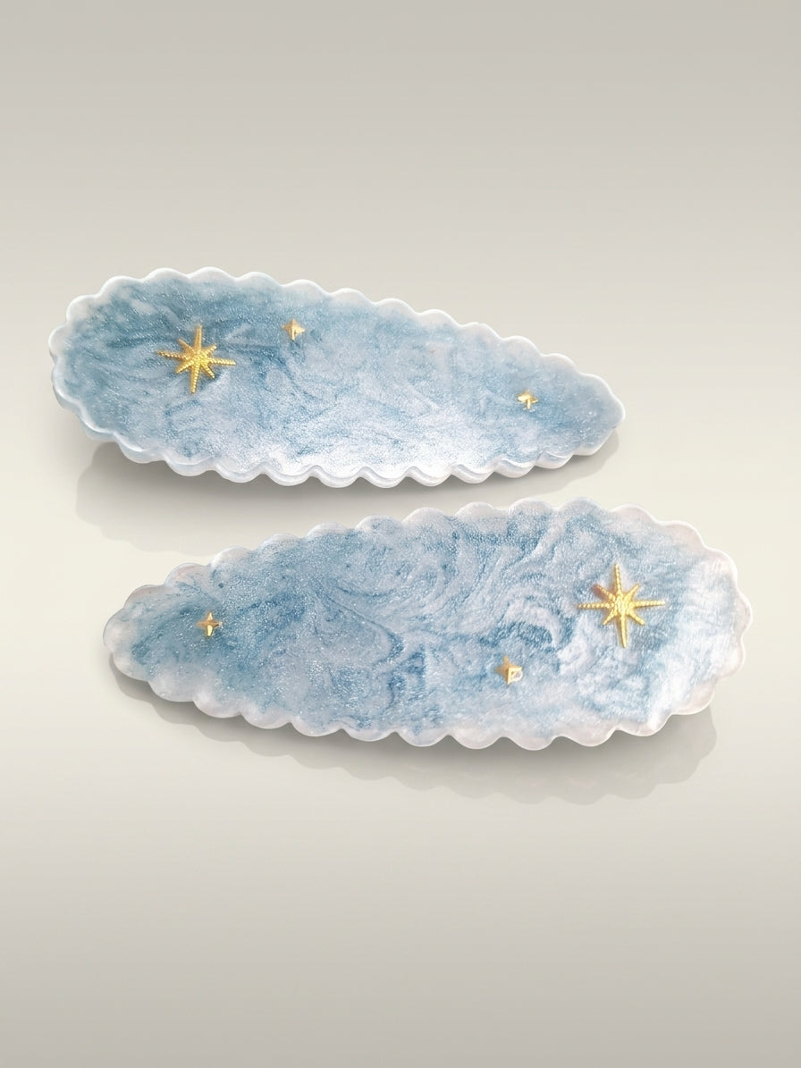 Barrette "Céleste" en Résine – Fait Main