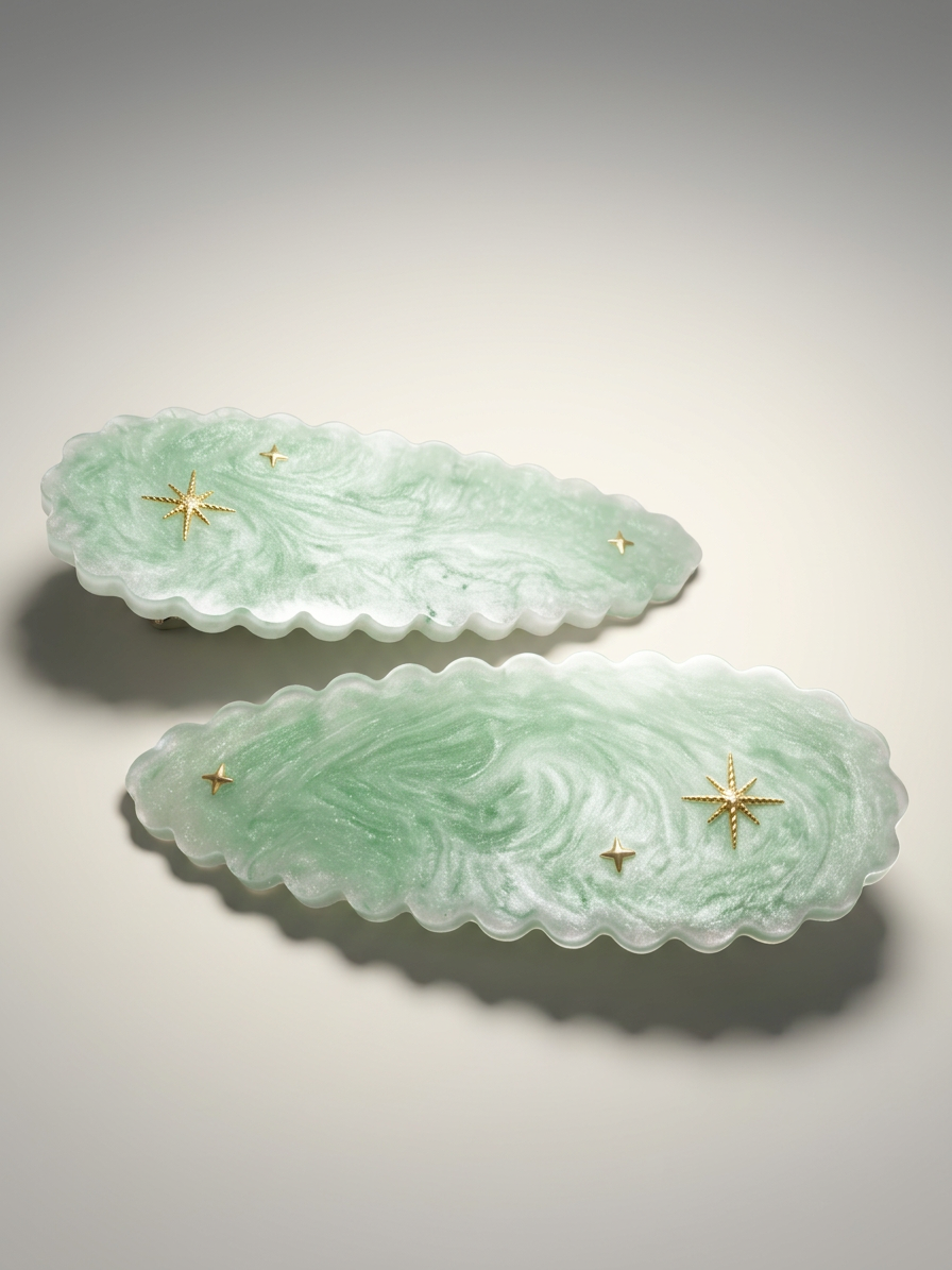 Barrette "Céleste" en Résine – Fait Main