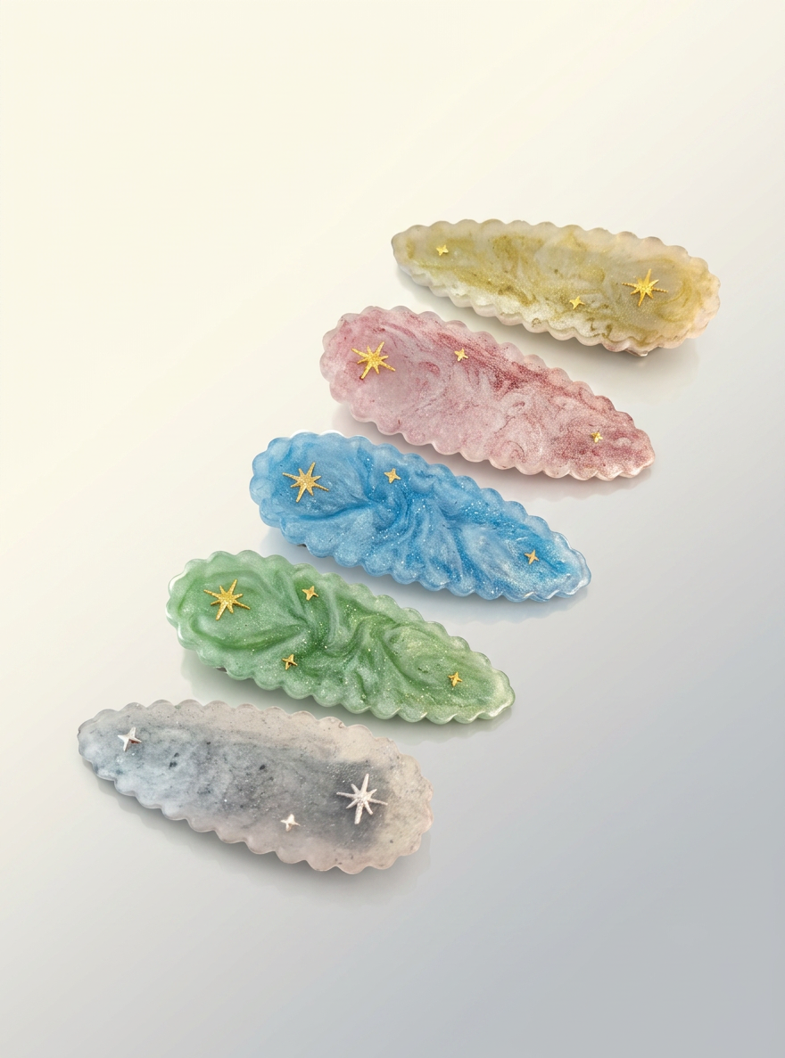 Barrette "Céleste" en Résine – Fait Main