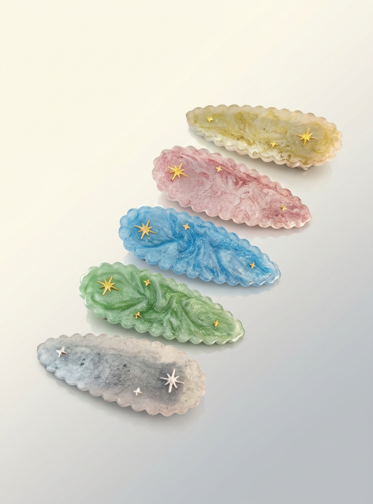 Barrette "Céleste" en Résine – Fait Main