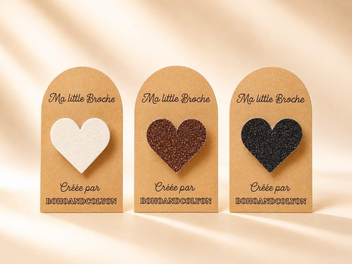 Ma Little Broche – Cœur Pailleté en Simili Cuir