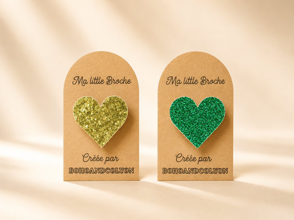 Ma Little Broche – Cœur Pailleté en Simili Cuir