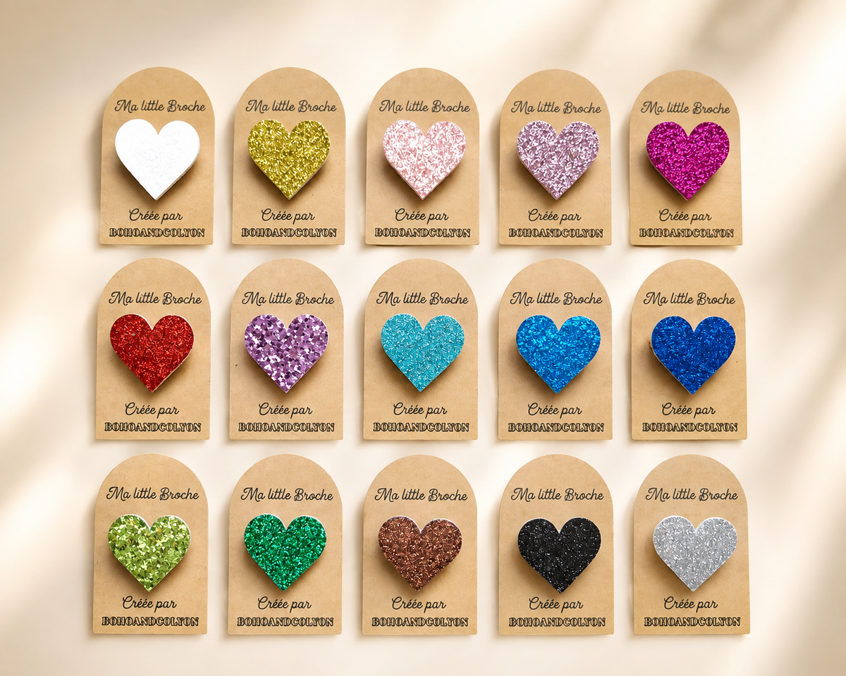 Ma Little Broche – Cœur Pailleté en Simili Cuir
