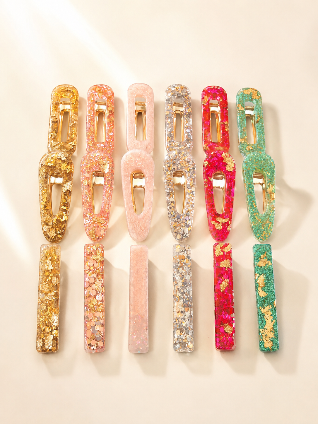 Barrette Scintillante en Résine – Fait Main