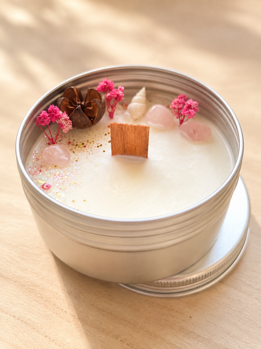 Bougie "La Tendresse" – Quartz Rose & Divine Vanille