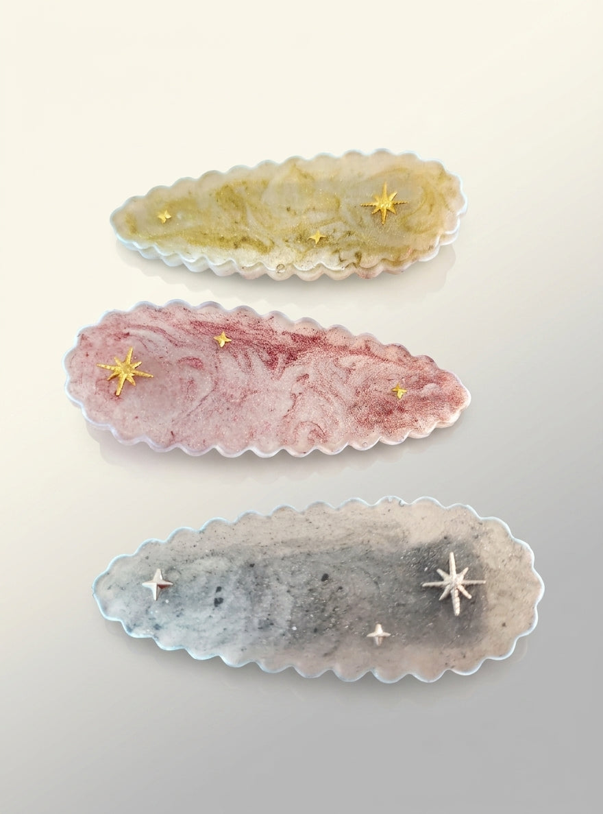 Barrette "Céleste" en Résine – Fait Main