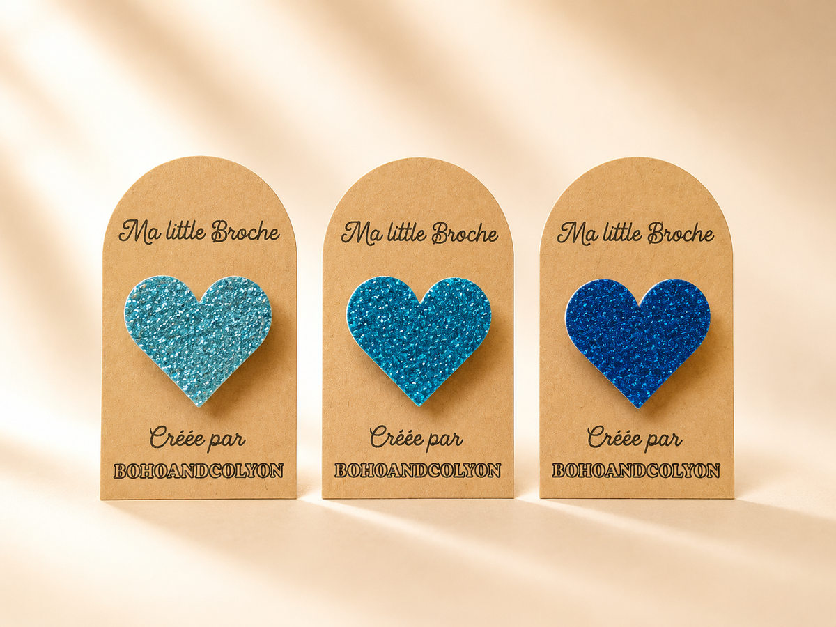Ma Little Broche – Cœur Pailleté en Simili Cuir