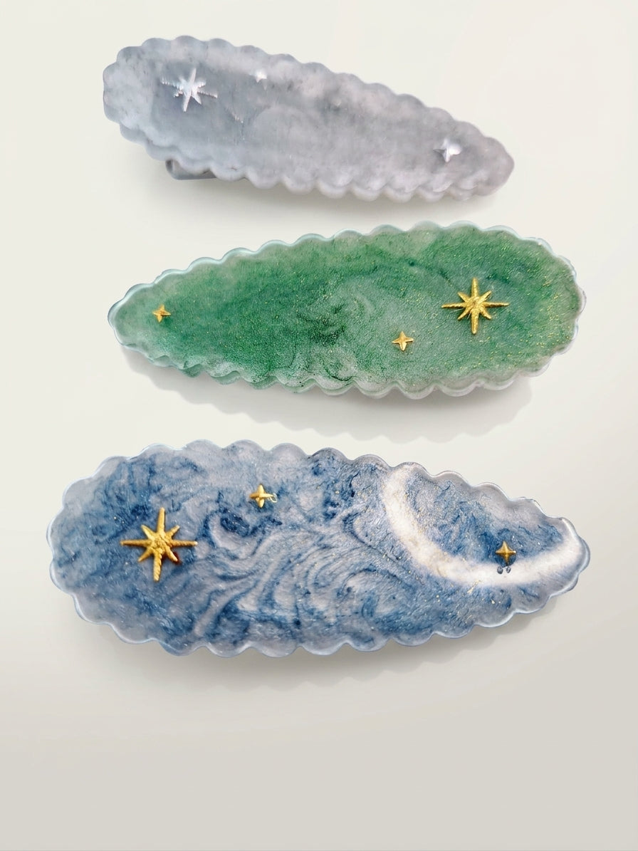 Barrette "Céleste" en Résine – Fait Main