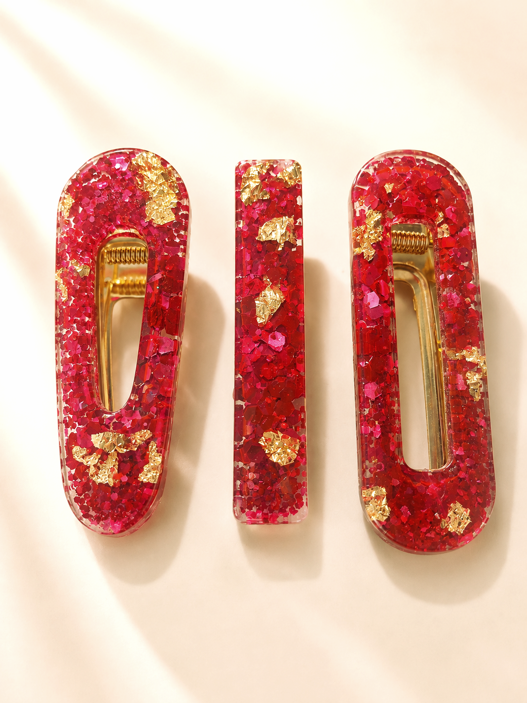 Barrette Scintillante en Résine – Fait Main