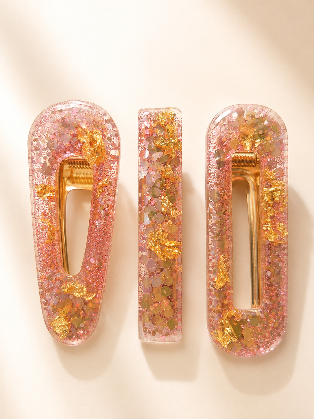 Barrette Scintillante en Résine – Fait Main