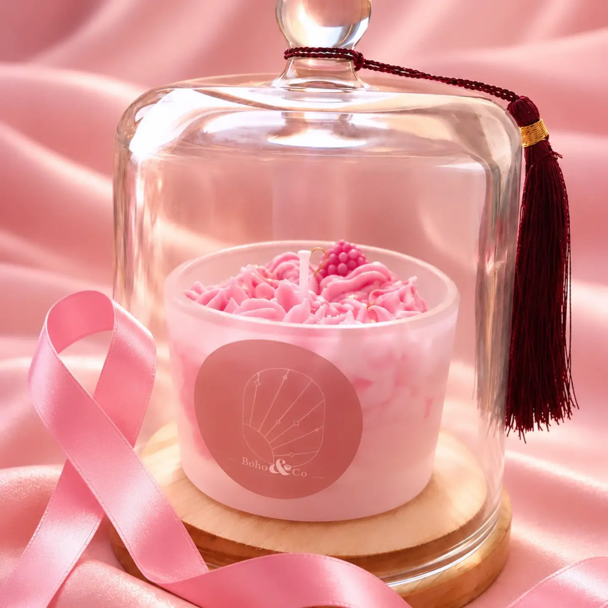 Bougie solidaire "Ruban Rose" - Edition limitée Octobre Rose 🎀
