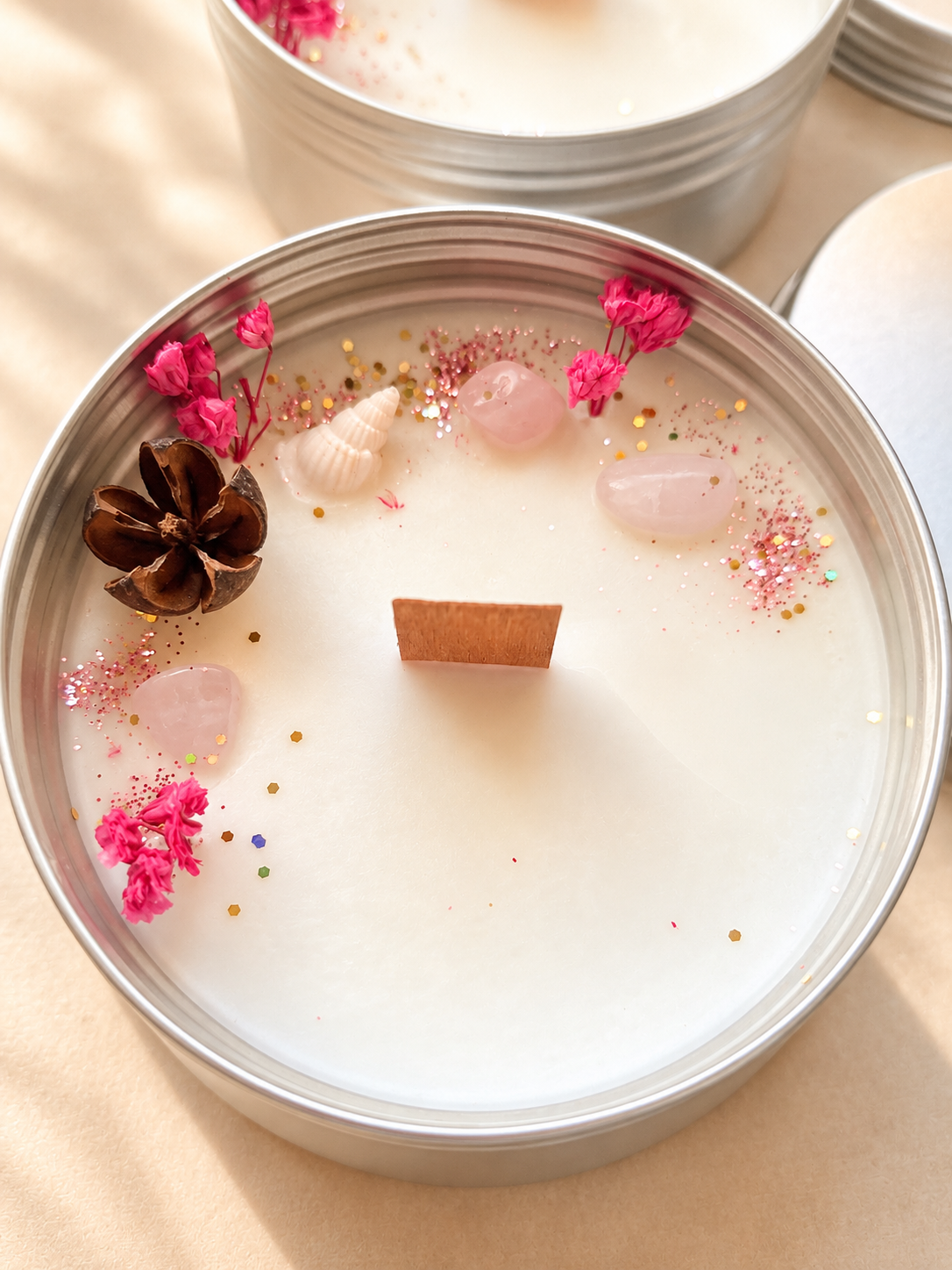 Bougie "La Tendresse" – Quartz Rose & Divine Vanille