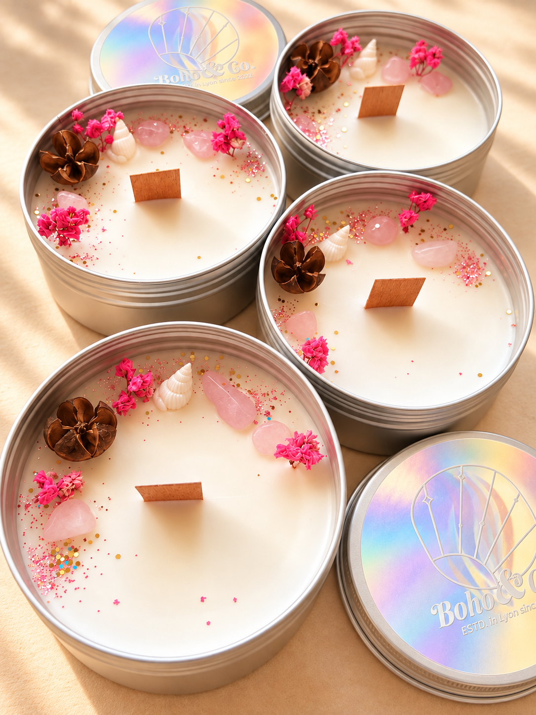 Bougie "La Tendresse" – Quartz Rose & Divine Vanille